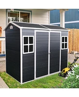 Mondawe 4x8ft Resin Outdoor Storage Shed with Two-Window and Double-Door