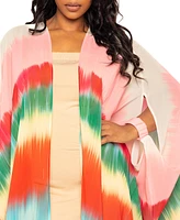 Buxom Couture Plus Size Ombre Stripe Robe with Wrist Band