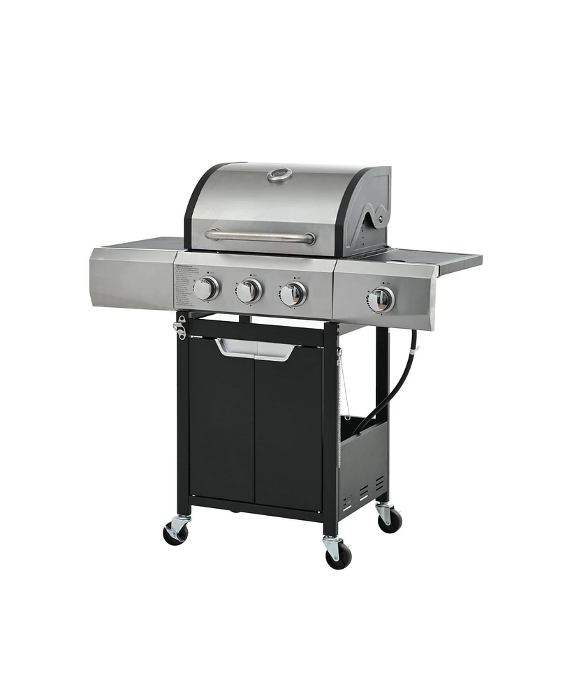 Mondawe 3 Burner 40,500 Btu Stainless Steel Barbecue Gas Grill with Side Burner