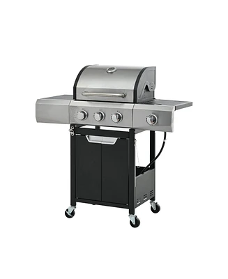 Mondawe 3 Burner 40,500 Btu Stainless Steel Barbecue Gas Grill with Side Burner