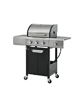 Mondawe 3 Burner 40,500 Btu Stainless Steel Barbecue Gas Grill with Side Burner