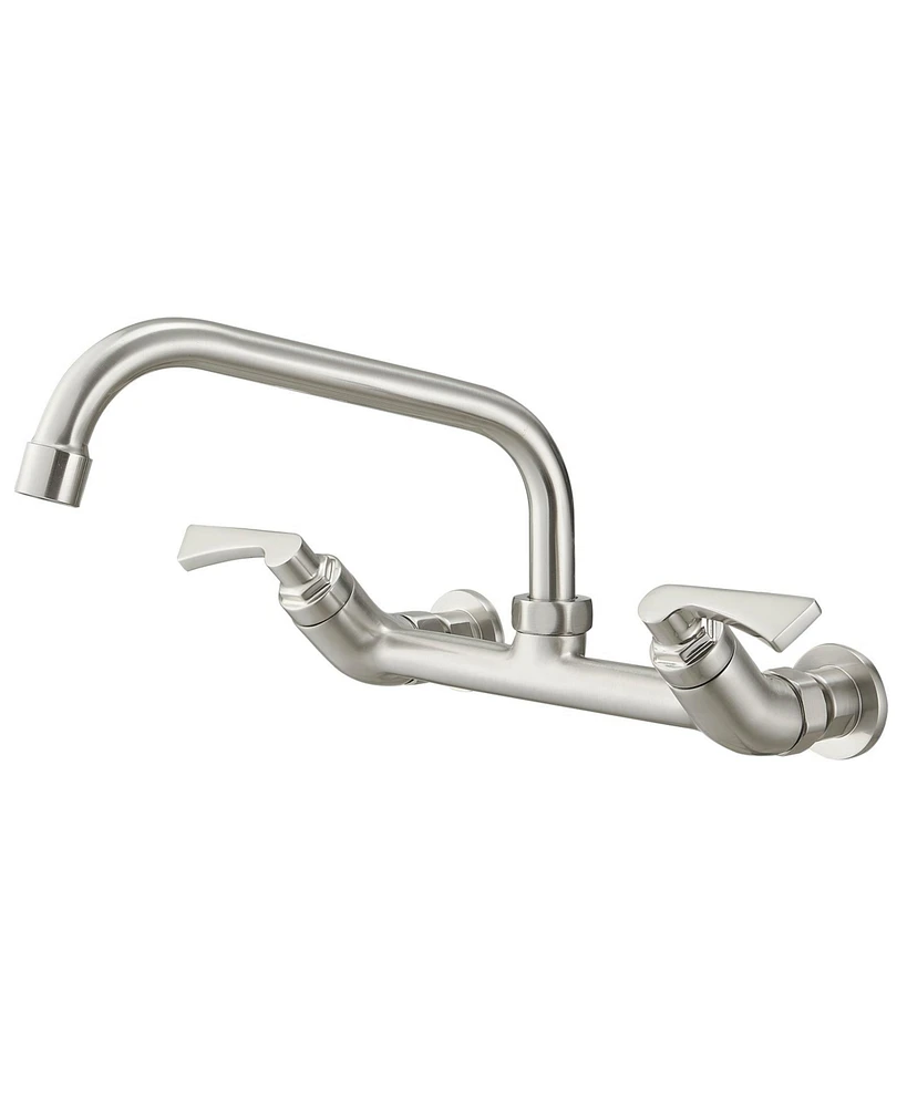 Greenspring 2-Handle Commercial Sink Faucet with 8" Swivel Spout Center Wall Mount Kitchen Polished Chrome