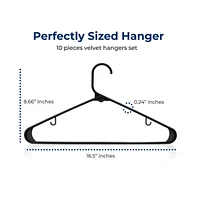 SereneLife 10 Pcs. Plastic Hangers - Non-Slip, Sturdy, and Heavy Duty Coat Set with 360° Swivel Hook for Clothes (Black