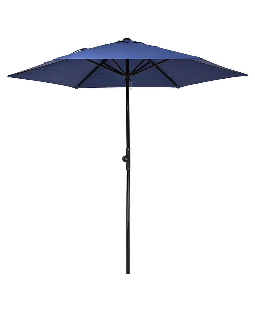 Yescom 7.5 Ft Outdoor Patio Umbrella 6 Ribs with Scale Tilt Button Strap UV30+ Sunshade Garden Parasol for Yard Deck Market Pool Navy Blue