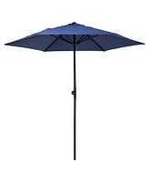Yescom 7.5 Ft Outdoor Patio Umbrella 6 Ribs with Scale Tilt Button Strap UV30+ Sunshade Garden Parasol for Yard Deck Market Pool Navy Blue