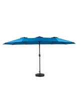 Flynama 14.8 Ft Double Sided Outdoor Umbrella Rectangular Large with Crank ( Dark blue )