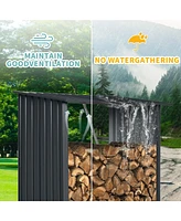 Mondawe 3ft x 5ft Outdoor Meta Firewood Rack ,Open Wood Shed For Firewood
