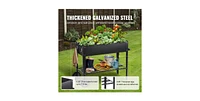 Slickblue Galvanized Metal Raised Garden Bed Planter Box with Legs for Outdoor Planting