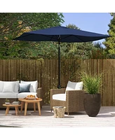 Outsunny 6.5' x 10' Rectangular Market Umbrella, Patio Outdoor Table Umbrella with Crank and Push Button Tilt