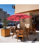 Yescom 7.5 Ft Outdoor Patio Umbrella 6 Ribs with Scale Tilt Button Strap UV30+ Sunshade Garden Parasol for Yard Deck Market Pool Red