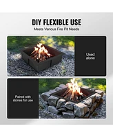 Slickblue Fire Pit Ring Square Outer Steel Liner Diy Campfire Ring Firepit