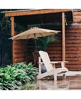 Flynama 9 foot outdoor patio umbrella with button tilt and crank, Outdoor patio/market table umbrella Uv protected and waterproof, khaki