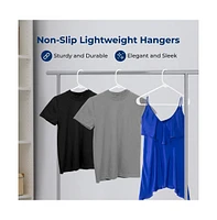 SereneLife 10 Pcs. Plastic Hangers - Non-Slip, Sturdy, and Heavy Duty Coat Set with 360° Swivel Hook for Clothes (White)