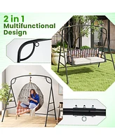 Gymax Swing Stand for Porch Heavy-Duty Metal Swing Frame w/ 2 Hanging Rings