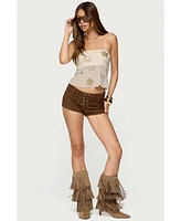 Edikted Women's Astra Beaded Sheer Strapless Top