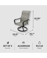 Four Season Courtyard Palermo Sling Swivel Rocker Outdoor Lounge Chair, 2 Pack
