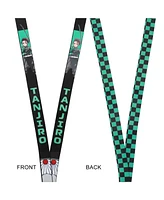 Demon Slayer Tanjiro Earring Black & Green Checkered Lanyard