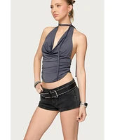 Edikted Women's Two Piece Cowl Neck Scarf Halter Top