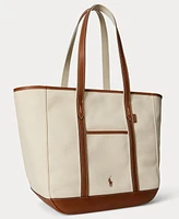 Polo Ralph Lauren Women's Leather-Trim Canvas Shopper Tote