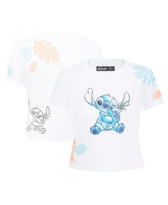 Freeze Max Women's White Lilo and Stitch Hold On Tight Baby Doll T-Shirt