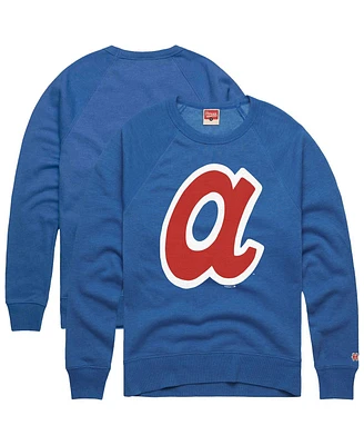 Homage Men's Royal Atlanta Braves Retro Tri-Blend Pullover Sweatshirt