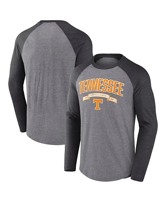 Fanatics Men's Heather Gray/Heather Charcoal Tennessee Volunteers Heritage Banner Year Tri-Blend Long Sleeve T-Shirt