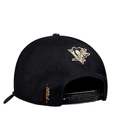 Pro Standard Men's Black Pittsburgh Penguins Metallic Logo Pinch Front Adjustable Hat