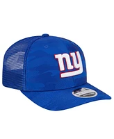 New Era Men's Royal New York Giants Adventure Camo Trucker 9SEVENTY Stretch-Snap Adjustable Hat