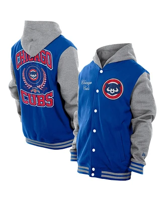 New Era Men's Royal Chicago Cubs Throwback Prep Full-Snap Hoodie Jacket
