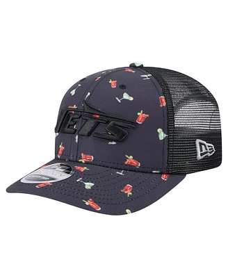 New Era Men's Navy/Black New York Jets Adventure Drinks Pattern 9SEVENTY Stretch-Snap Hat