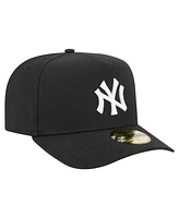 New Era Men's Black York Yankees Script Safety Pin 59FIFTY A-Frame Fitted Hat