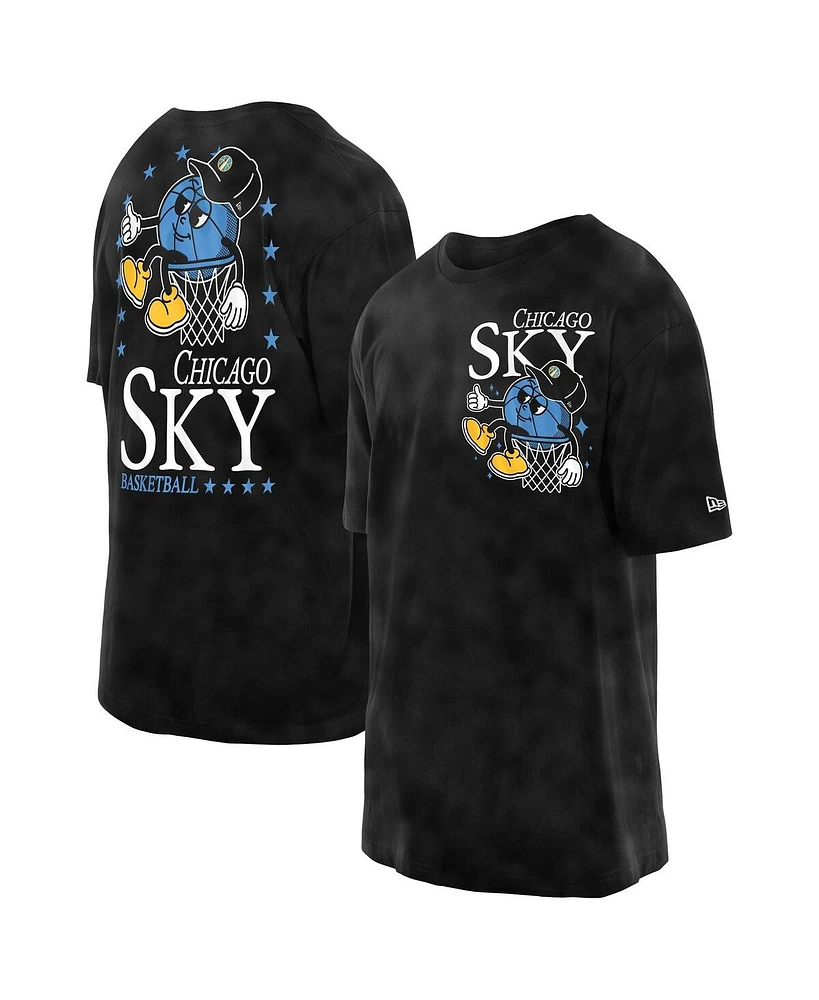 New Era Men's Black Chicago Sky Old School Sport Enzyme Wash Oversized T-Shirt