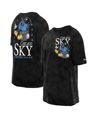 New Era Men's Black Chicago Sky Old School Sport Enzyme Wash Oversized T-Shirt