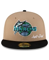 New Era x Just Don Men's Light Beige/Black Florida Marlins Earth Day 59FIFTY Fitted Hat