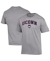 Champion Men's Heather Gray UConn Huskies Arched Logo T-Shirt