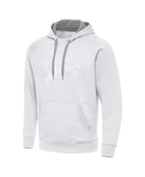 Antigua Men's White Detroit Lions Victory Pullover Hoodie