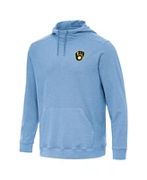 Antigua Men's Heather Powder Blue Milwaukee Brewers Cloud Pullover Hoodie