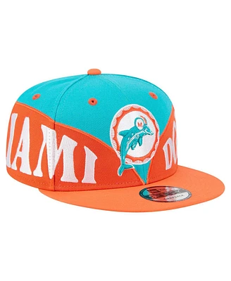 New Era Men's Aqua/Orange Miami Dolphins Split 9FIFTY Snapback Hat