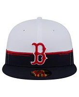New Era Men's Navy/White Boston Red Sox Paint Stroke 59FIFTY Fitted Hat