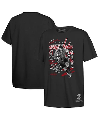 Mitchell & Ness Big Boy's and Girl's Alexander Ovechkin Black Washington Capitals Chalked Up T-Shirt