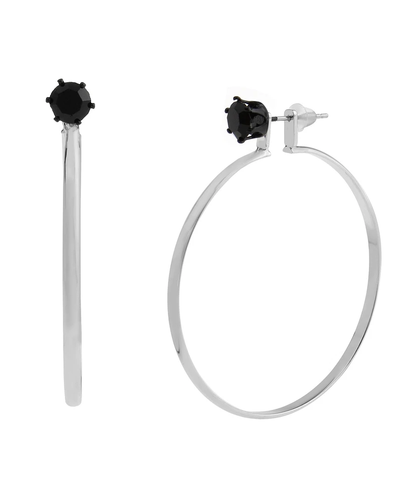 Steve Madden Faux Stone Punk Romance Stud Hoop Earrings