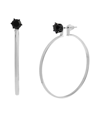 Steve Madden Faux Stone Punk Romance Stud Hoop Earrings