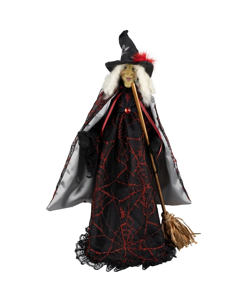 Northlight 18" Victorian Style Witch with Broom Halloween Figure