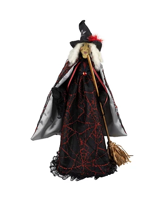 Northlight 18" Victorian Style Witch with Broom Halloween Figure