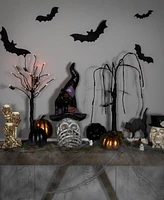 Northlight 22.75" Skull in Witch Hat with Cat Halloween Decoration