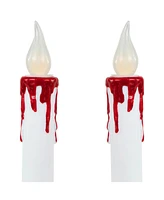 Northlight Led Dripping Blood Halloween Taper Candles with Timer, Set of 2