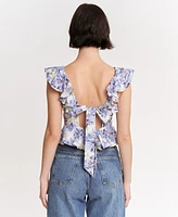 En Saison Women's Odessa Printed Ruffled Sleeveless Top