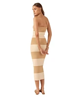 endless rose Women's Stripe Tube Midi Dress