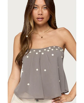 Edikted Women's Lenie Strapless Chiffon Babydoll Top