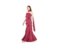 Amri Floral Applique Strapless Mermaid Gown